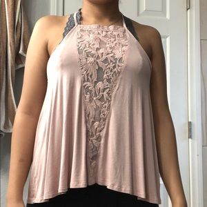 Lace light pink flowy camisole